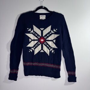 Cambridge Dry Goods Lambswool Snowflake Sweater Navy Fair Isle Large
